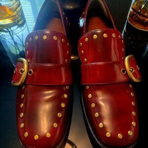 COACH burgundy leather studded loafers Size 8.5